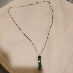 Sterling silver chain with jade cylinder pendent